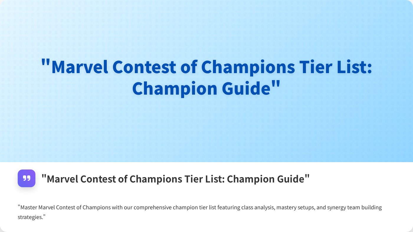 Marvel Contest of Champions Tier List: Champion Guide | Custom Tier ...